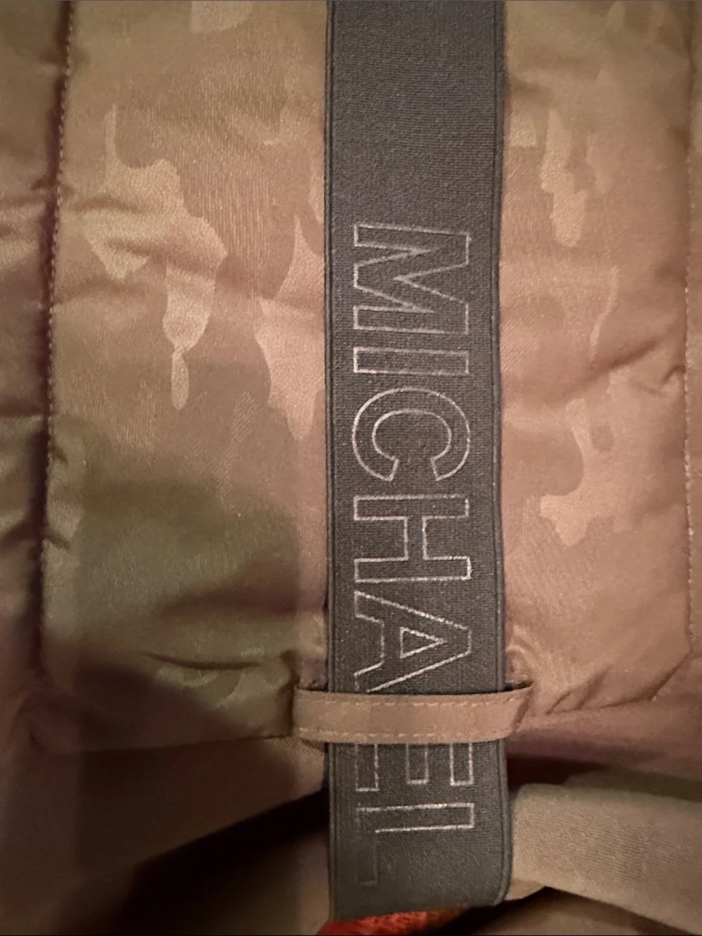 Michael Kors Olive Green Camo Quilted Belted Puffer Coat